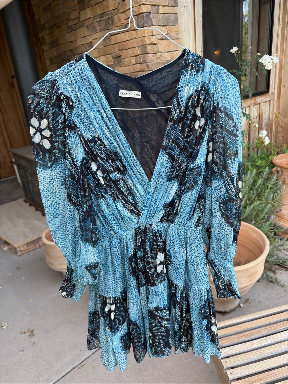 Ulla Johnson Silk Long Sleeve Mini Dress